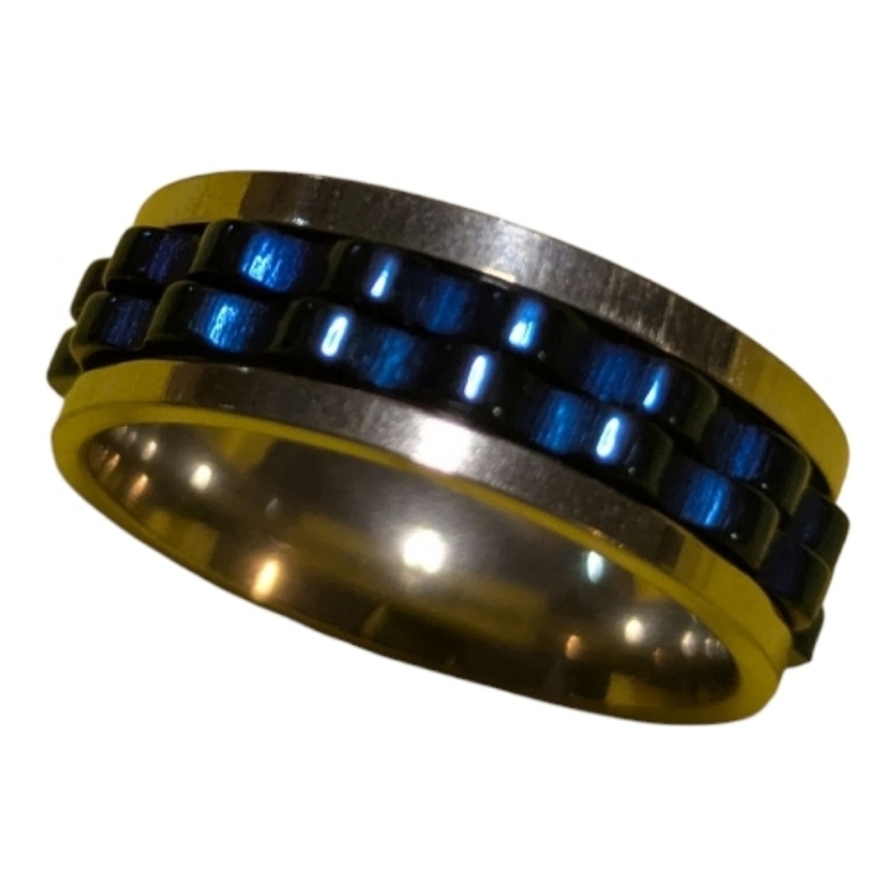 NEW Spin Ring Silver Blue Sz 10  Spin  A-034